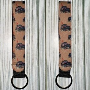 Jeep tan wristlet car key lanyard new
